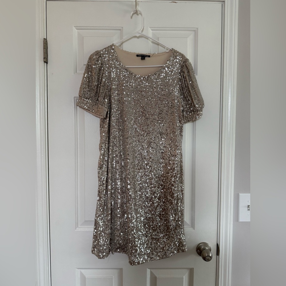 Cable & Gauge Sparkling Gold Mini Dress